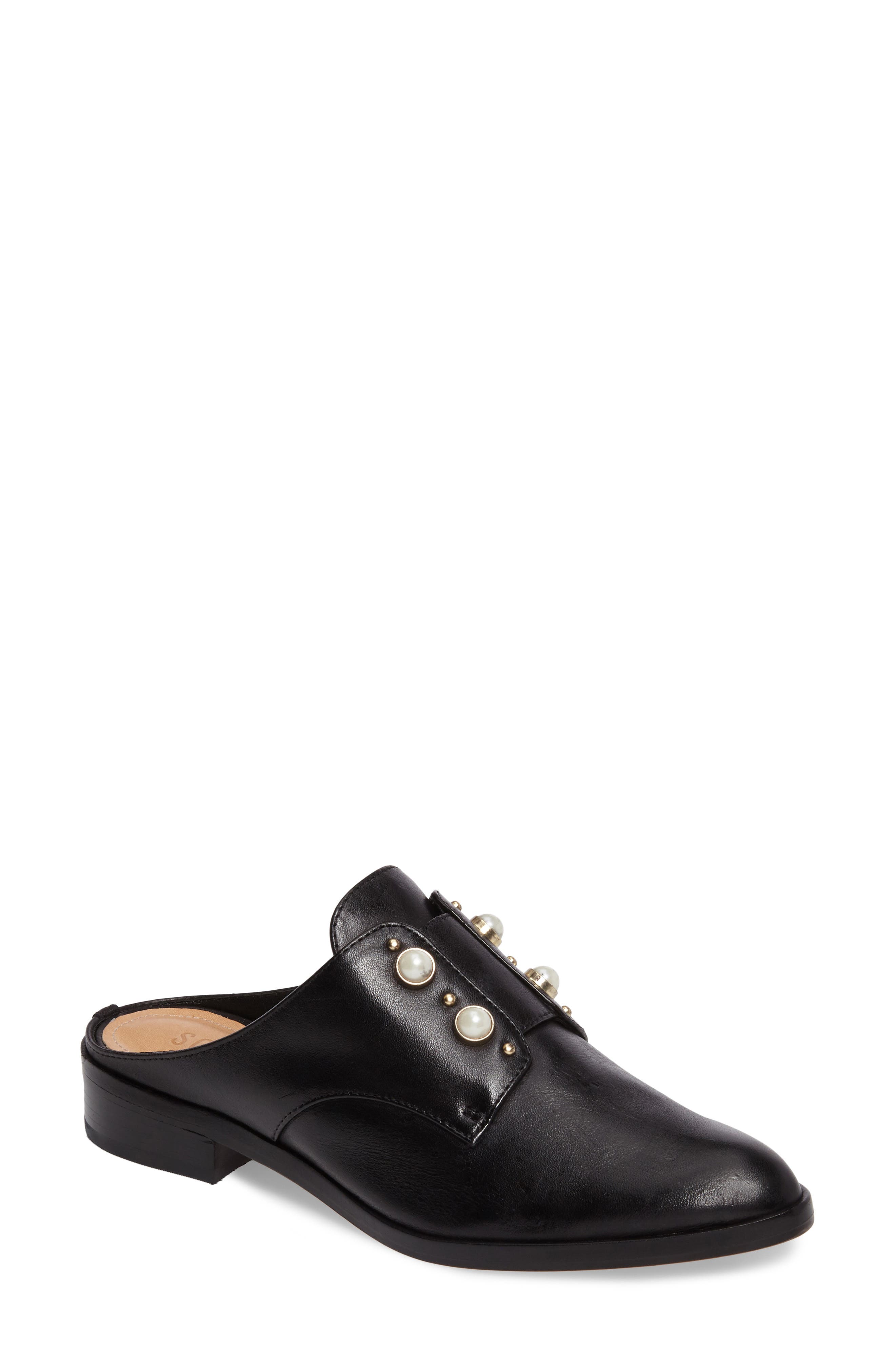 Schutz Jaine Imitation Pearl Embellished Mule, Main, color, 