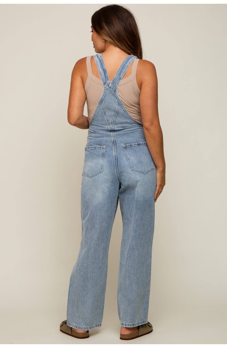 PinkBlush Wash Distressed Maternity Overalls, Alternate, color, Light Blue