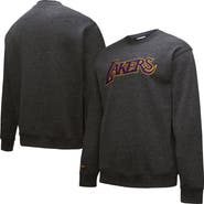 Mitchell & Ness Men's Black Los Angeles Lakers Mitchell & Ness Black Out Collection Snow Washed Vintage Logo Pullover Sweatshirt