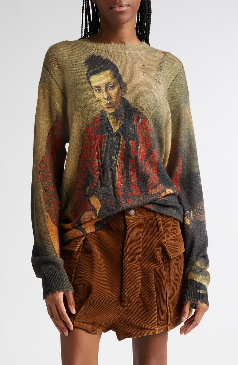 R13 Art Print Cashmere Sweater, Main, color,