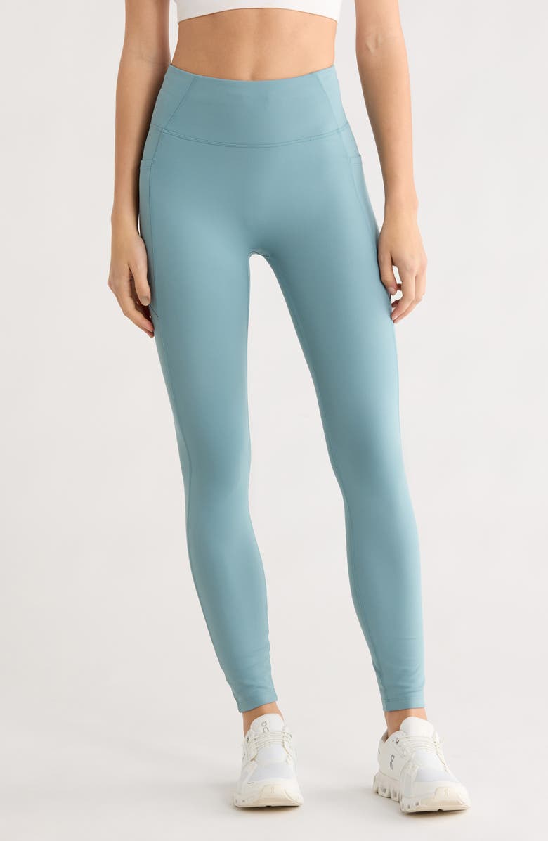 Beyond Yoga Allure Zip Pocket Leggings, Main, color, Misty Blue