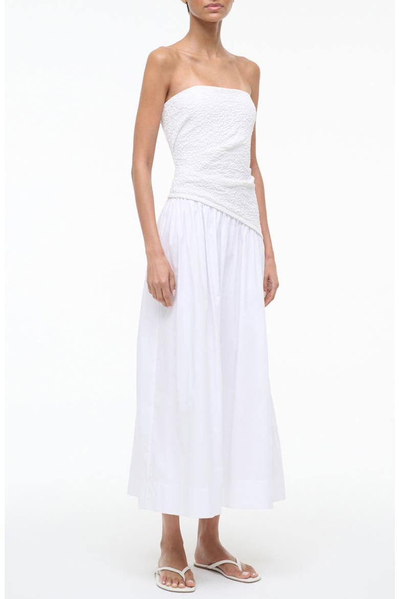 Nia Strapless Midi Dress, Alternate, color, WHITE