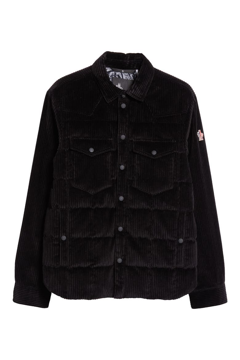 Gelt Quilted Stretch Corduroy Down Shirt Jacket, Alternate, color, BLACK
