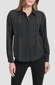 DKNY Studded Chiffon Button-Up Shirt