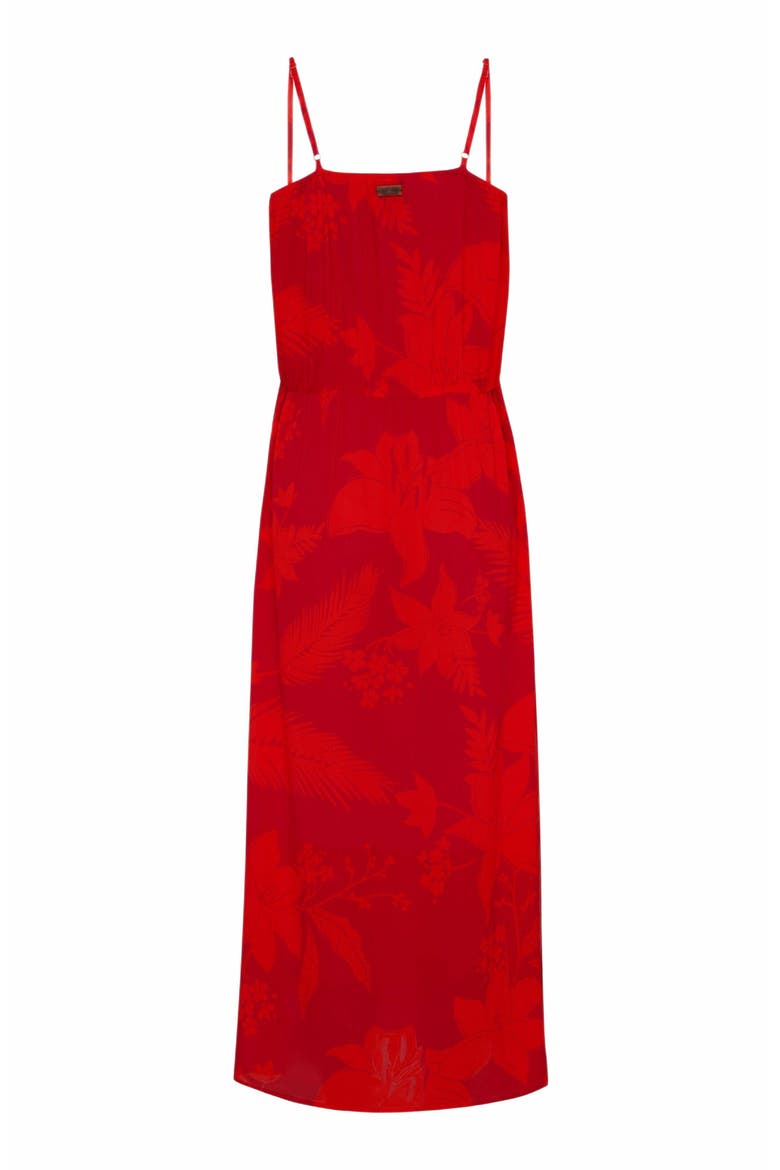 Women's Flower Power Long Rayon Dress, Alternate, color, LIPSTICK