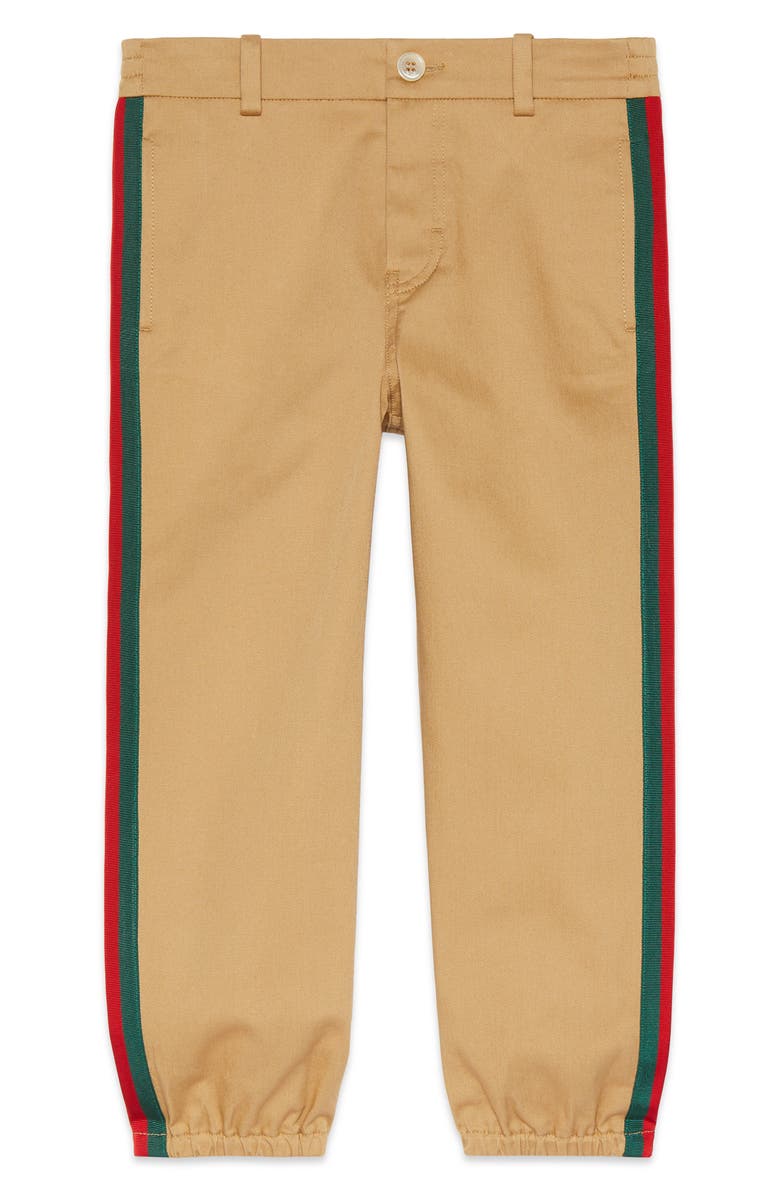 Gucci Stripe Stretch Gabardine Cotton Pants, Main, color, 