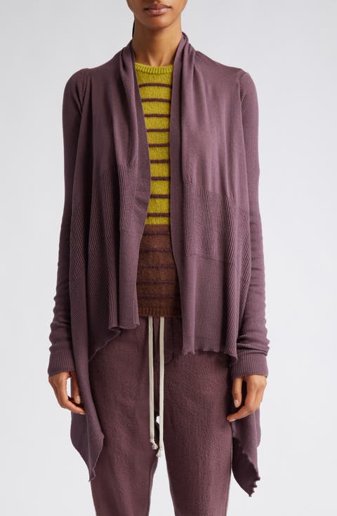 Open Front Waterfall Wool Cardigan