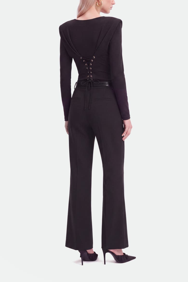 Belted Straight Leg Trousers, Alternate, color, Black