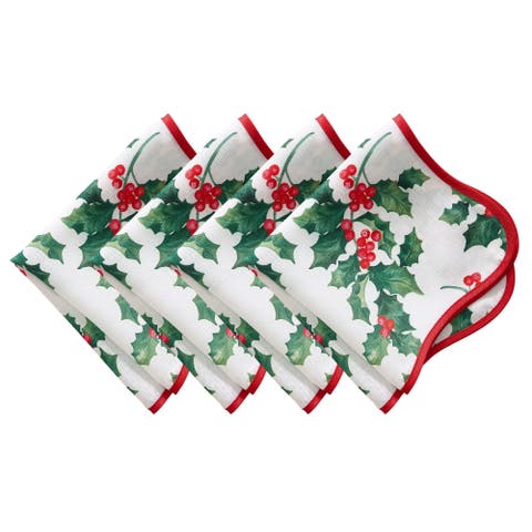 Vintage Holly Scallop Border Napkins Set Of 4