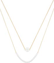 Bearfruit Jewelry 18K Gold Plated Sterling Silver Perfect Pearl Pair Necklace Set Gift Idea