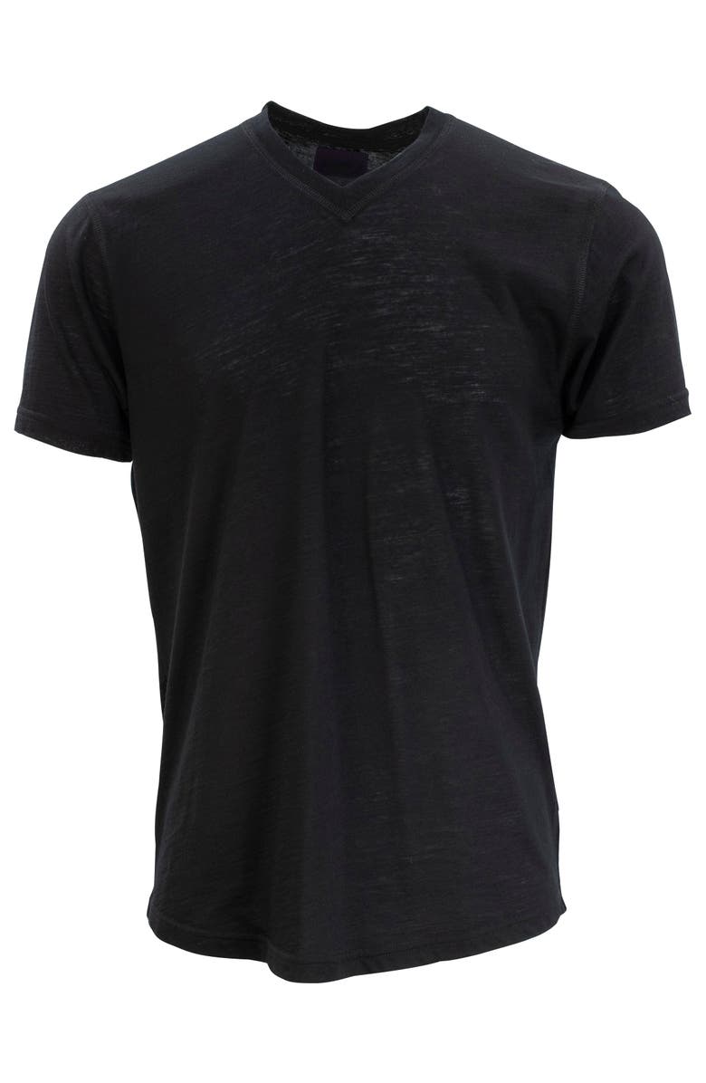 Lords of Harlech Victor Extra Fine Merino Wool V-neck Shirt, Main, color, Black