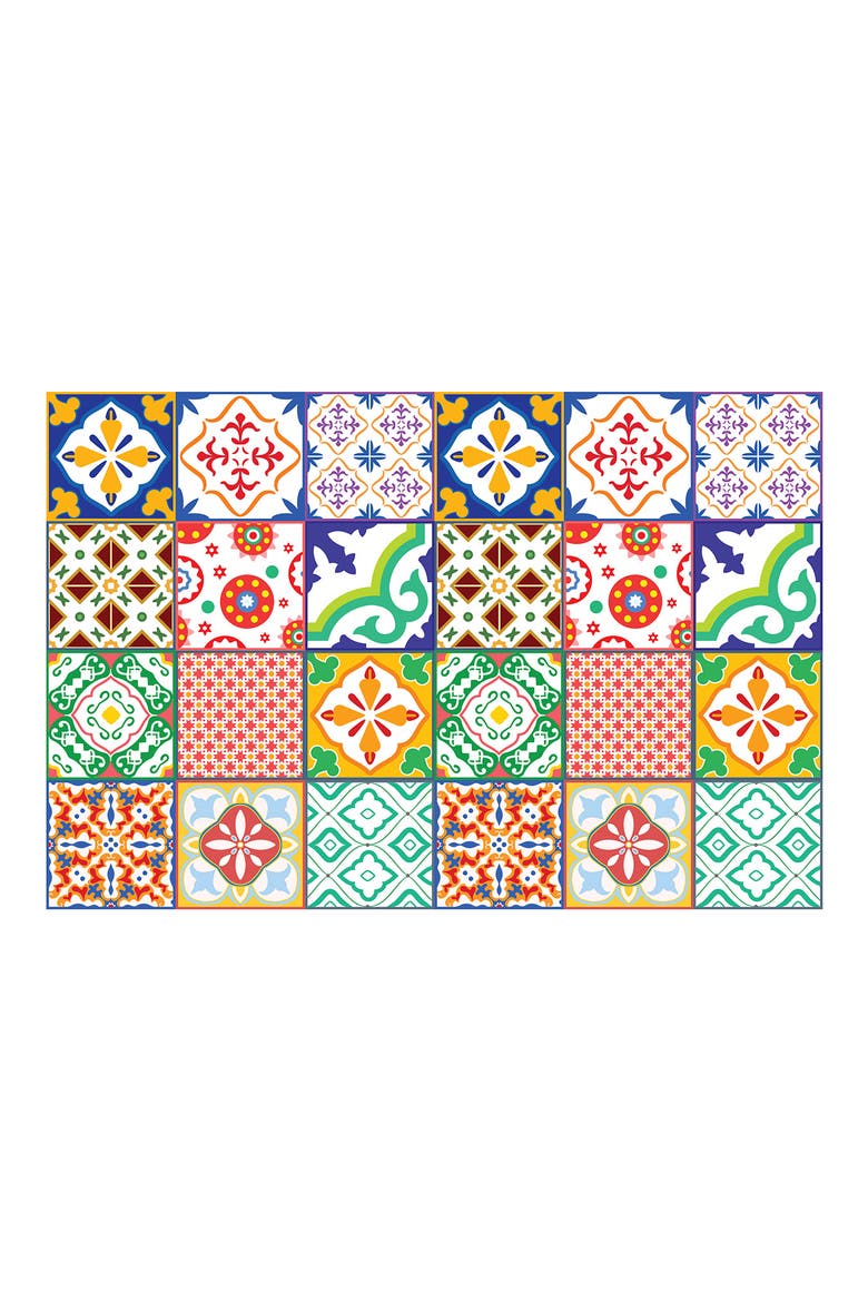 Classic Mediterranean Wall Tiles - Pack of 4, Main, color, RED