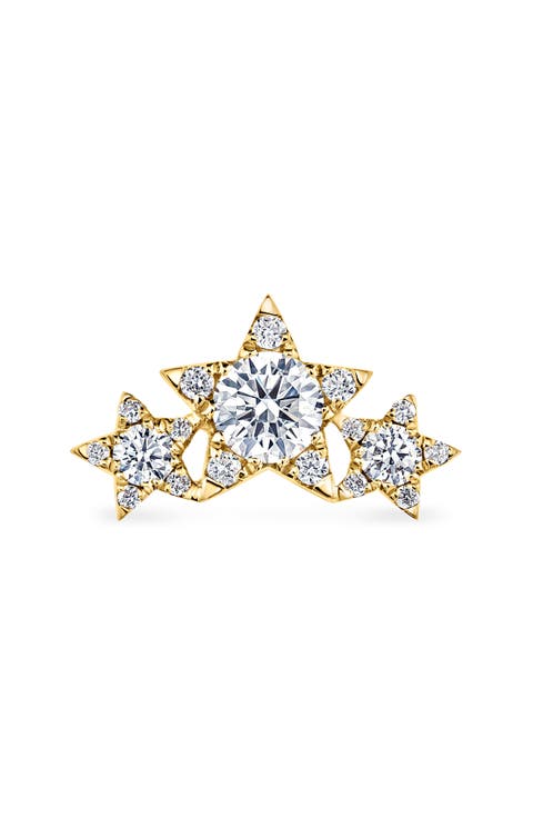 Three Star Garland Diamond Threaded Stud Earring