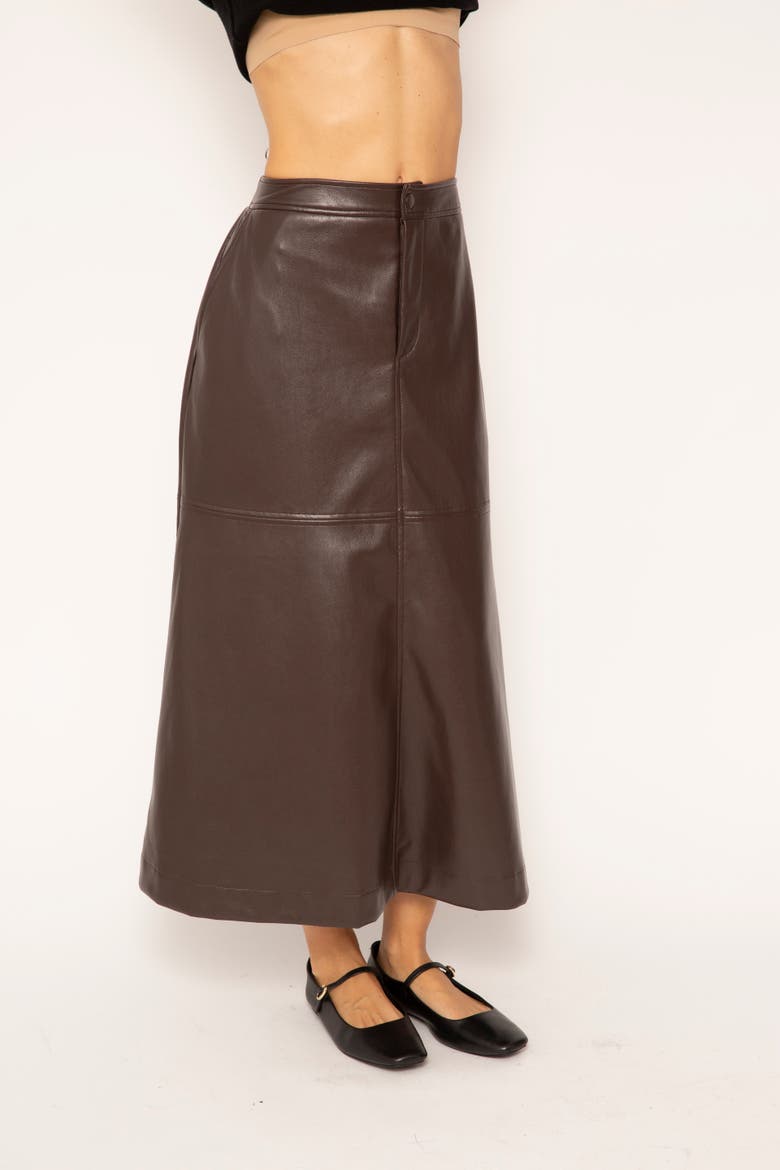 Beatrix Vegan Midi Skirt, Alternate, color, Chocolate