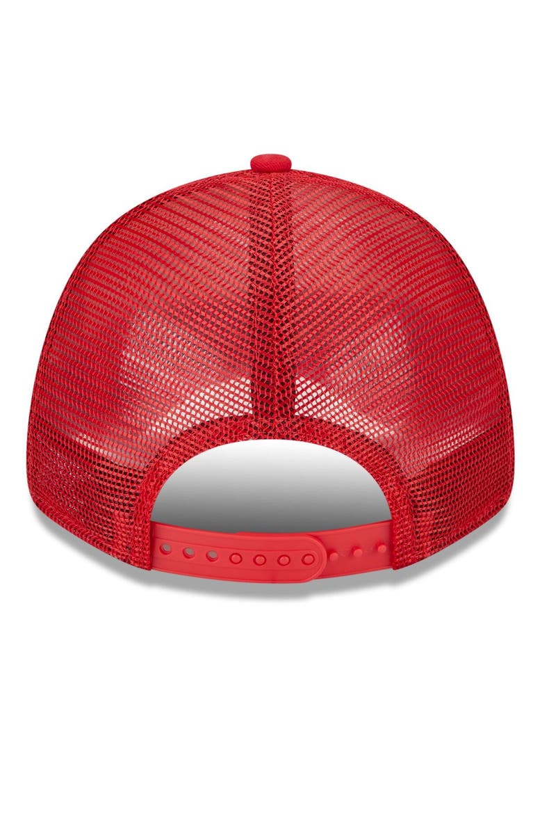 Men's New Era White/Red Washington Nationals Team Stripe Trucker 9FORTY Snapback Hat, Alternate, color, White