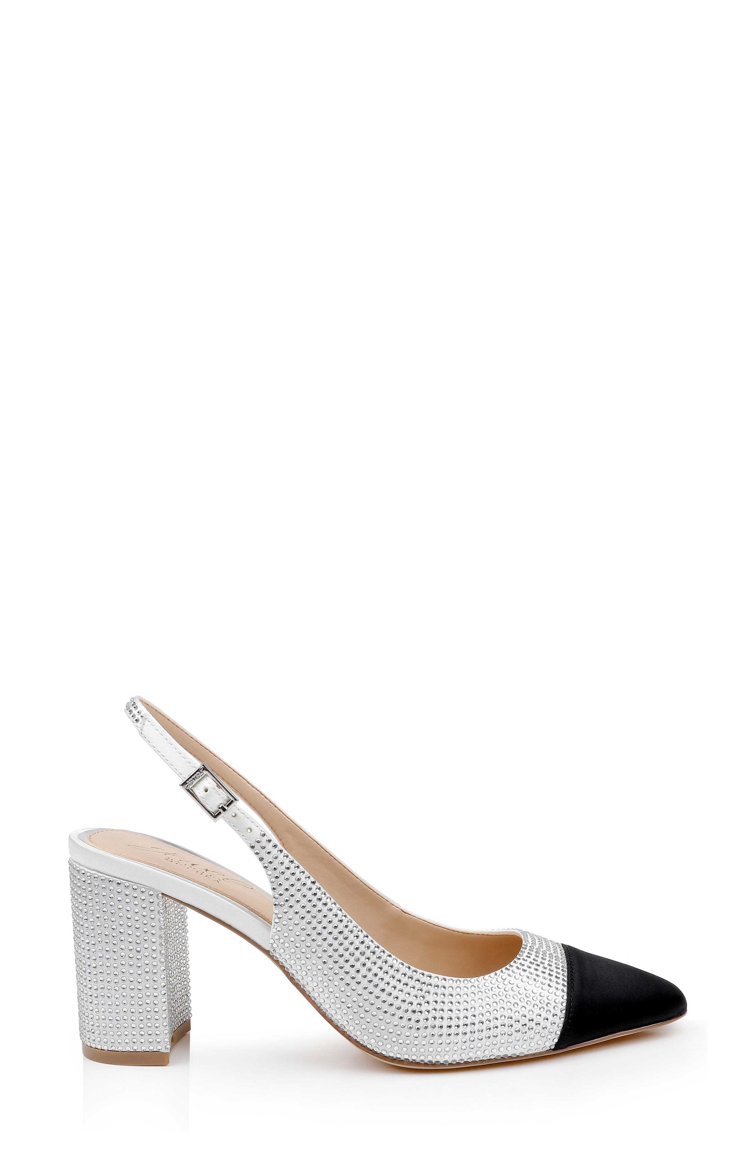 Jewel Badgley Mischka Tatumn Embellished Slingback Pump, Alternate, color, Ivory/ Black