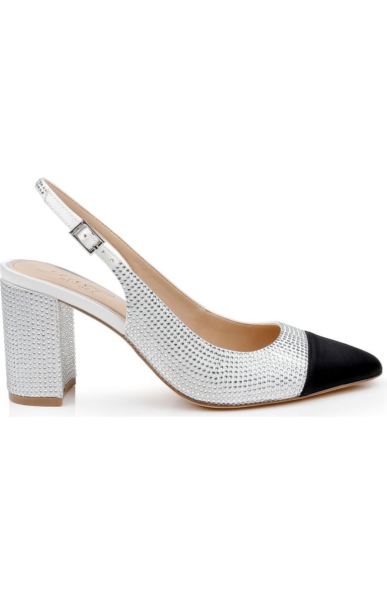 Jewel Badgley Mischka Tatumn Embellished Slingback Pump, Alternate, color, Ivory/ Black