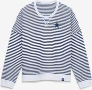 FANATICS Women's Fanatics White/Navy Dallas Cowboys Striped Oversized French Terry Sweatshirt