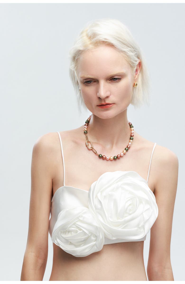 Classicharms Shell Pearl Necklace with Gem-Encrusted Carabiner Lock, Alternate, color,