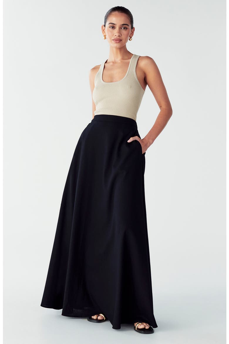 Isla Maxi Skirt, Alternate, color, Black