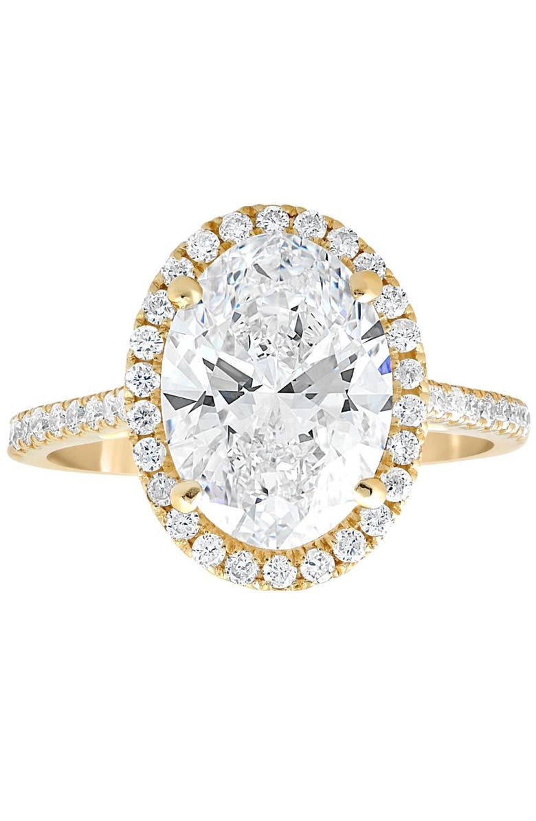Bliss Diamond 3 1/2Ct Oval Moissanite & Diamond Halo Engagement Ring 14k Gold, Main, color, 