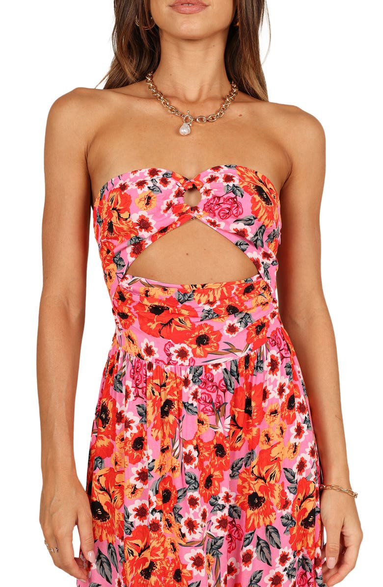 Petal & Pup Sarai Floral Cutout Maxi Dress, Alternate, color, Pink