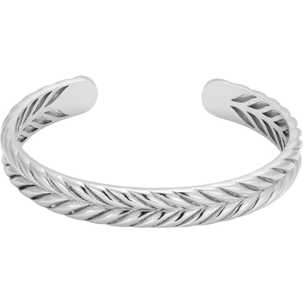 Adornia Silver Plate Leaf Motif Cuff Bracelet