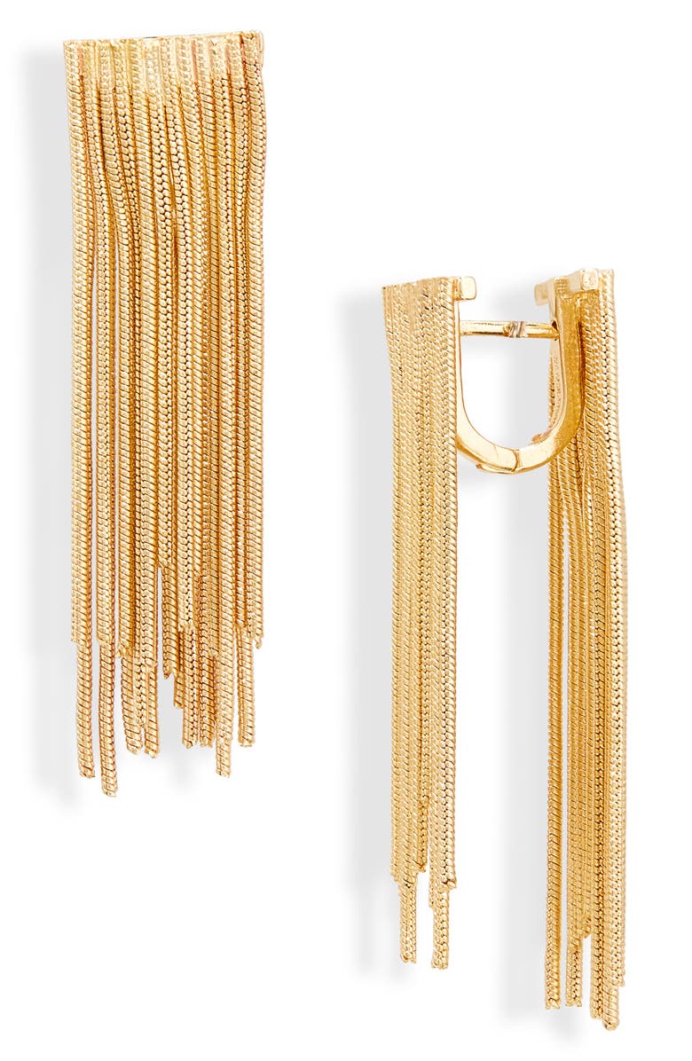 BaubleBar Snake Chain Double Tassel Earrings, Main, color, 