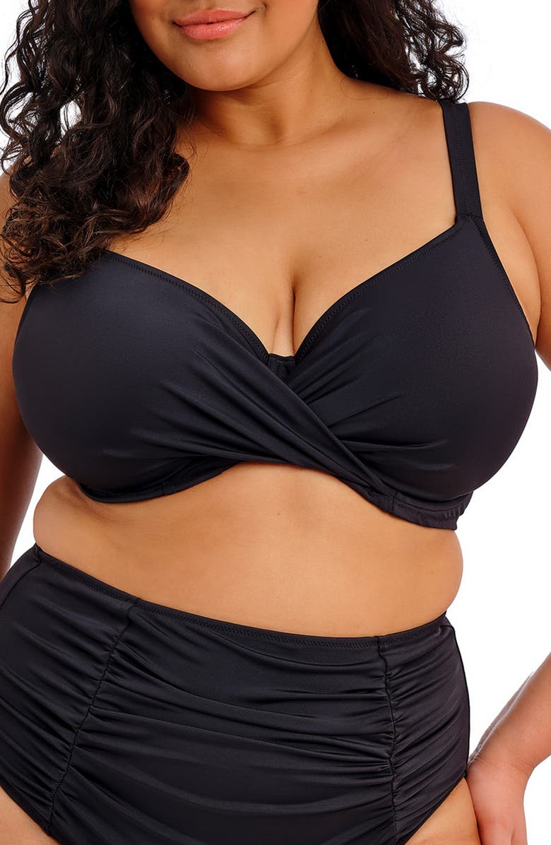 Elomi Plain Sailing Underwire Twist Front Bikini Top, Main, color, Black