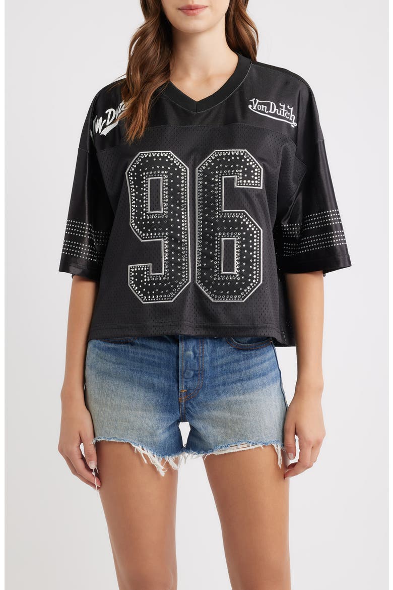 Cropped Football Jersey, Main, color, BLACK BEAUTY