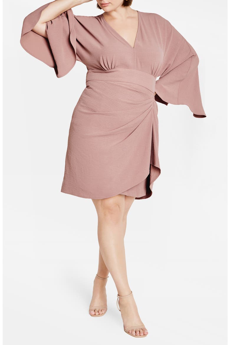 Malani Pleated Long Sleeve Sheath Dress, Main, color, ROSE