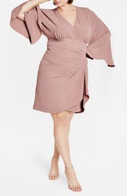 City Chic Malani Pleated Long Sleeve Sheath Dress