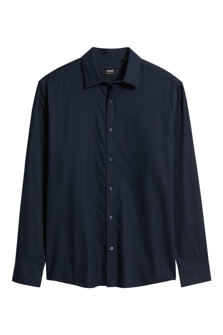 Cotton Blend Button-Up Shirt, Main, color, DARK SAPPHIRE