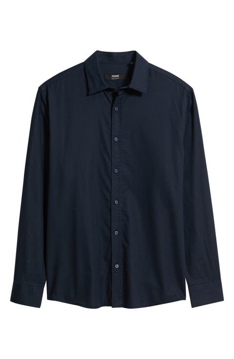 Cotton Blend Button-Up Shirt