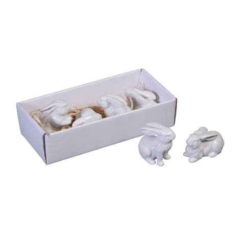 White Ceramic Bunnies, Set of 6