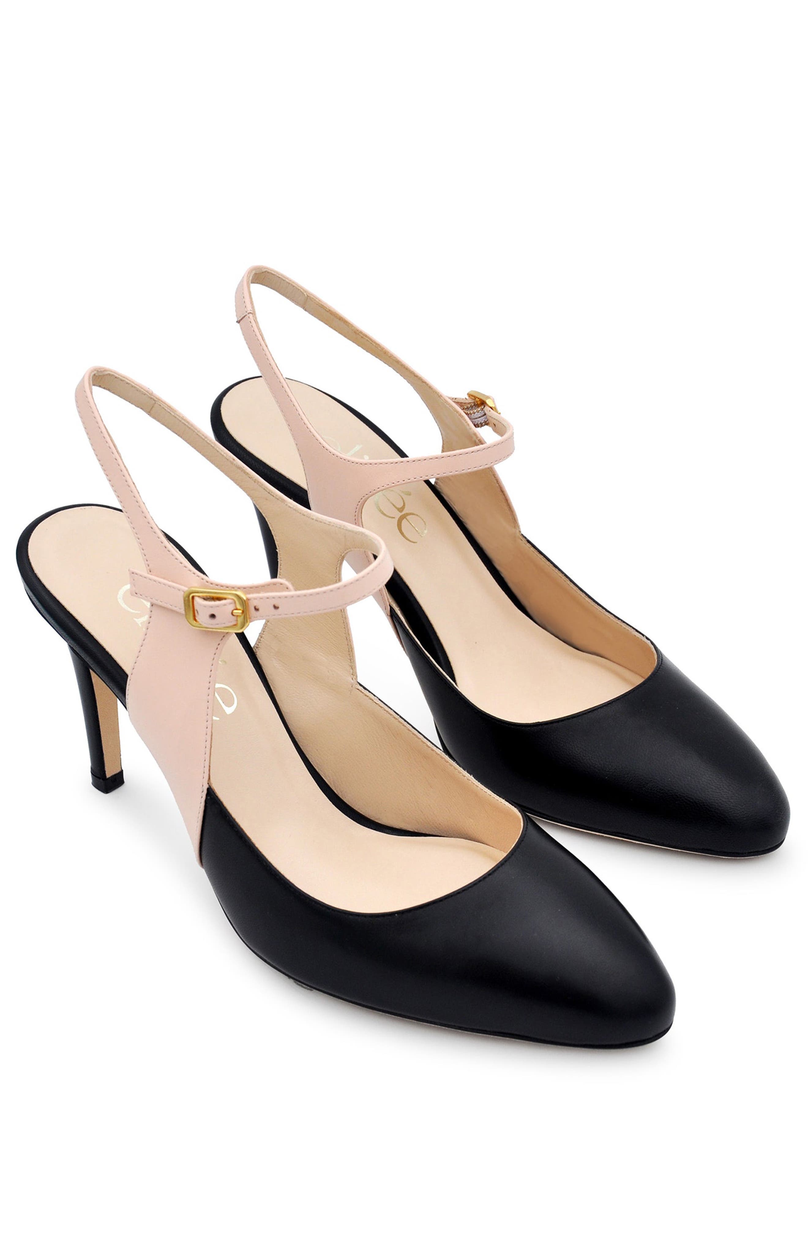 Frecia Pump Leather High Heels, Alternate, color, Black/Blush