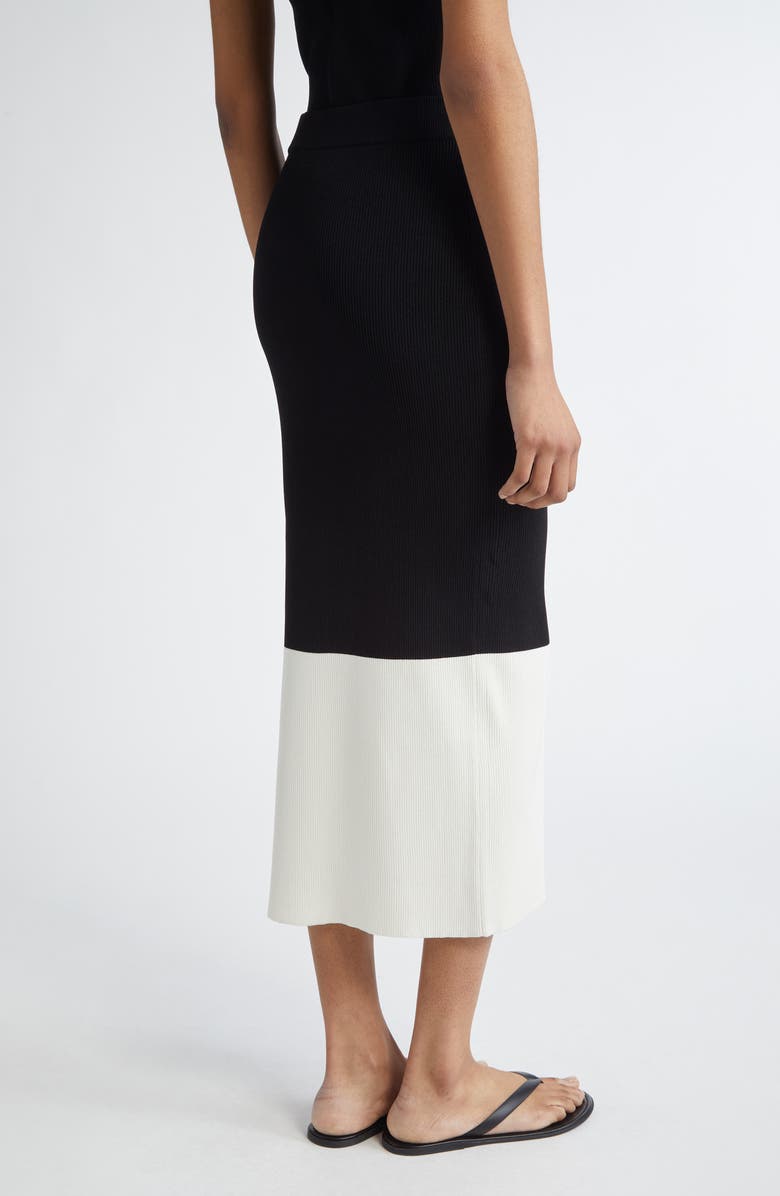 PARTOW Morgan Two-Tone Rib Midi Skirt, Alternate, color, Domino