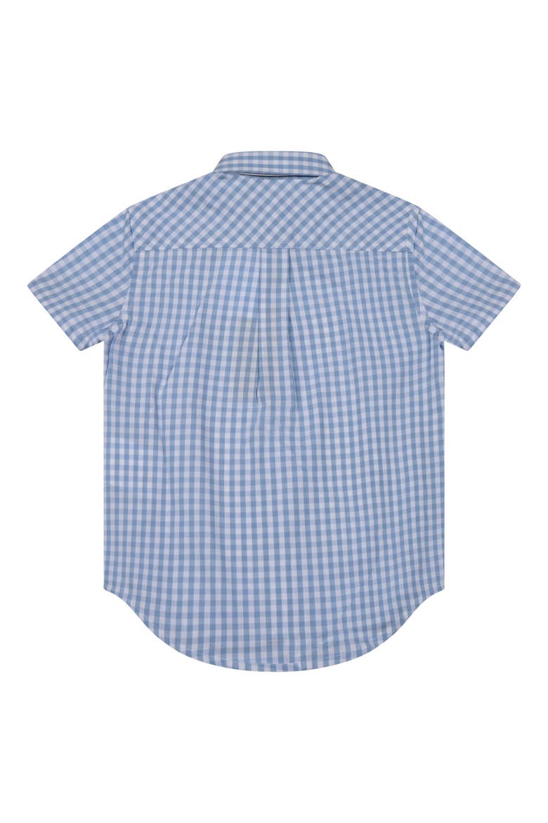 Kids' Gingham Short Sleeve Cotton Button-Down Shirt, Alternate, color, LIGHT BLUE