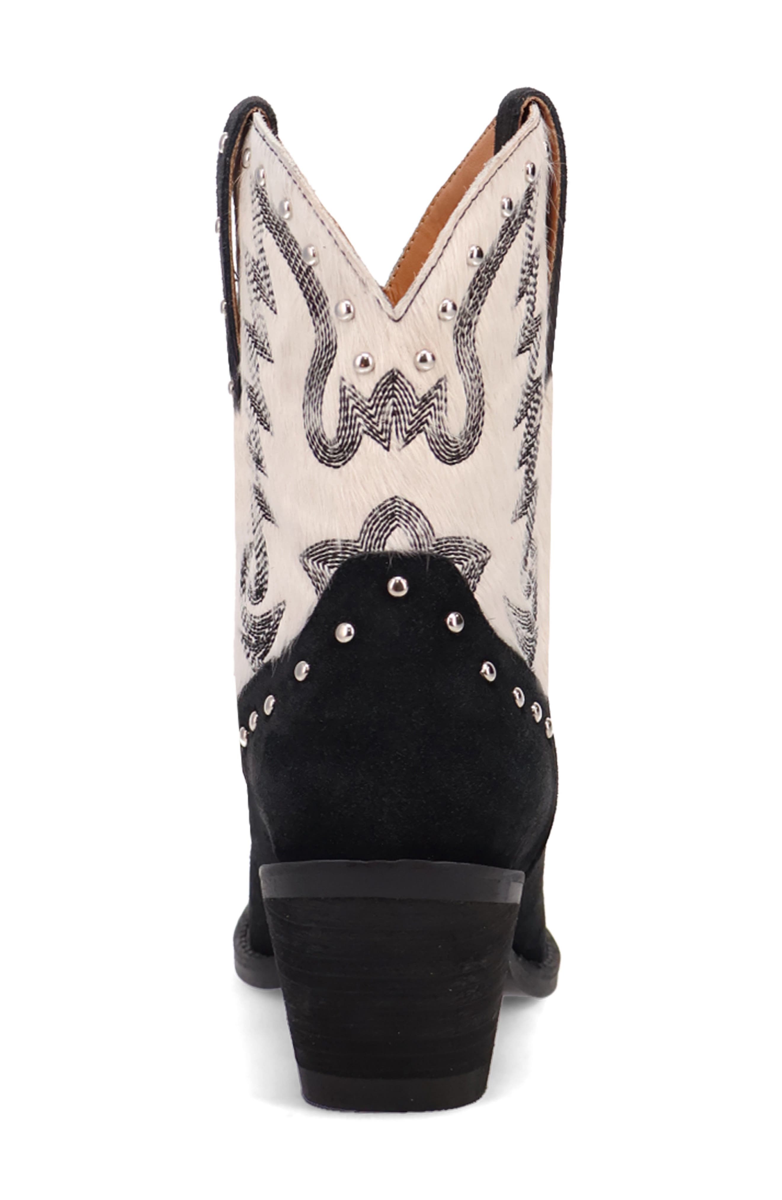 Dingo Rodeo Queen Genuine Calf Hair Western Boot, Alternate, color, Black