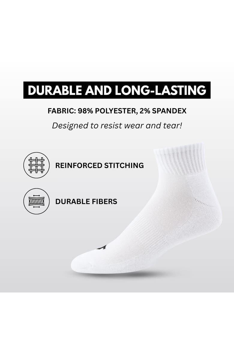 Mens Socks Ankle Socks for Men 6 & 12 Pairs Quarter Premium Athletic Shoe Size 8-12, Alternate, color, White
