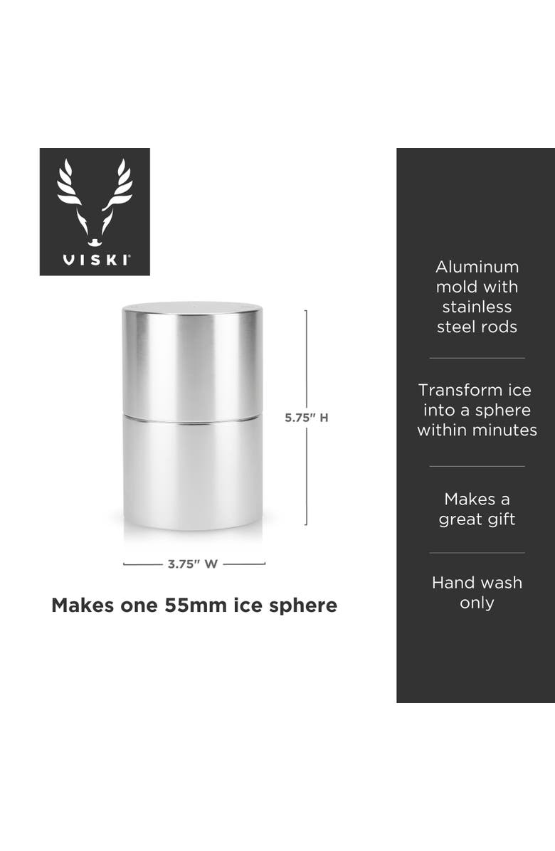 Viski Glacier Rocks 55 mm Ice Ball Maker, Alternate, color, Silver