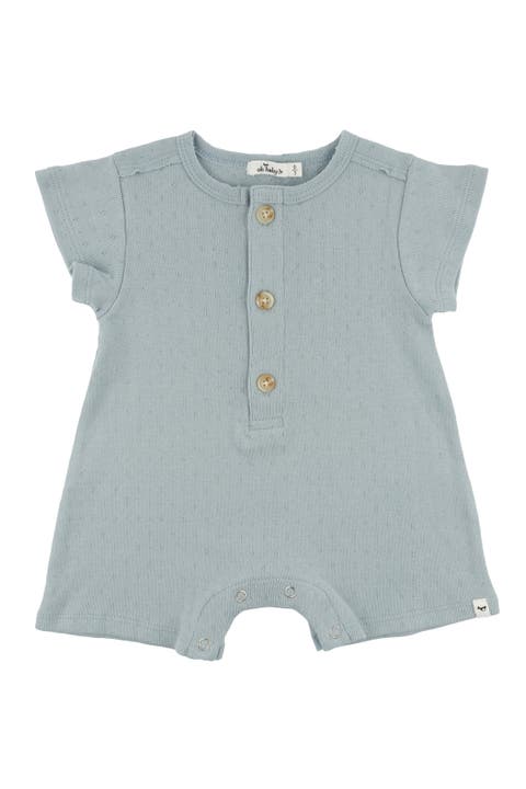 Twinkle Pointelle Raw Edge Short Button Romper