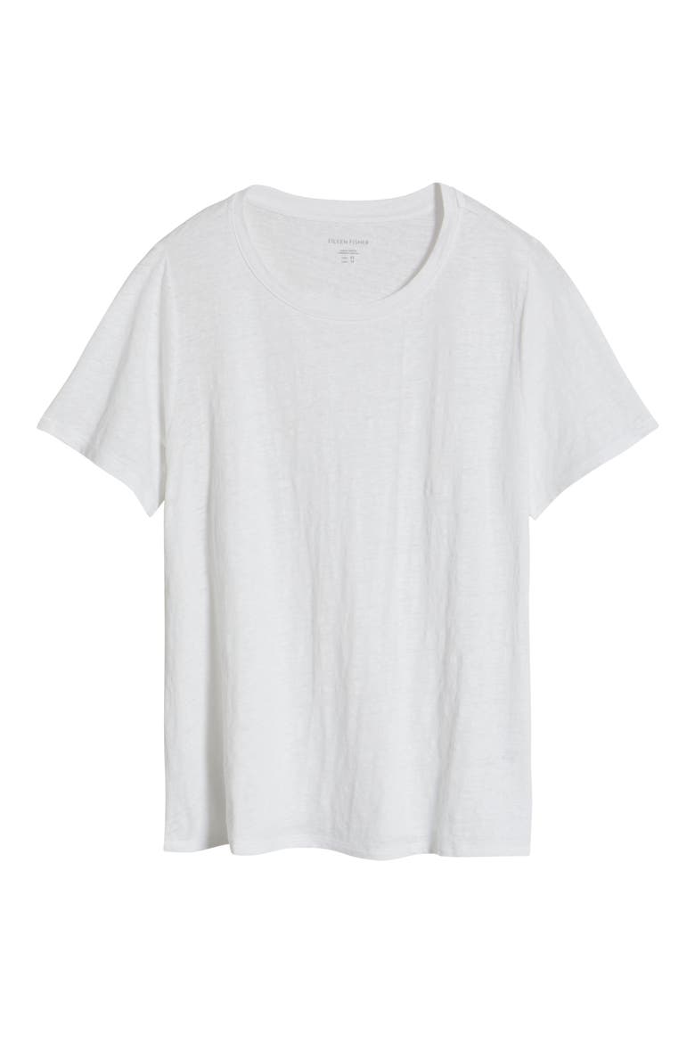 Crewneck Organic Linen T-Shirt, Alternate, color, WHITE