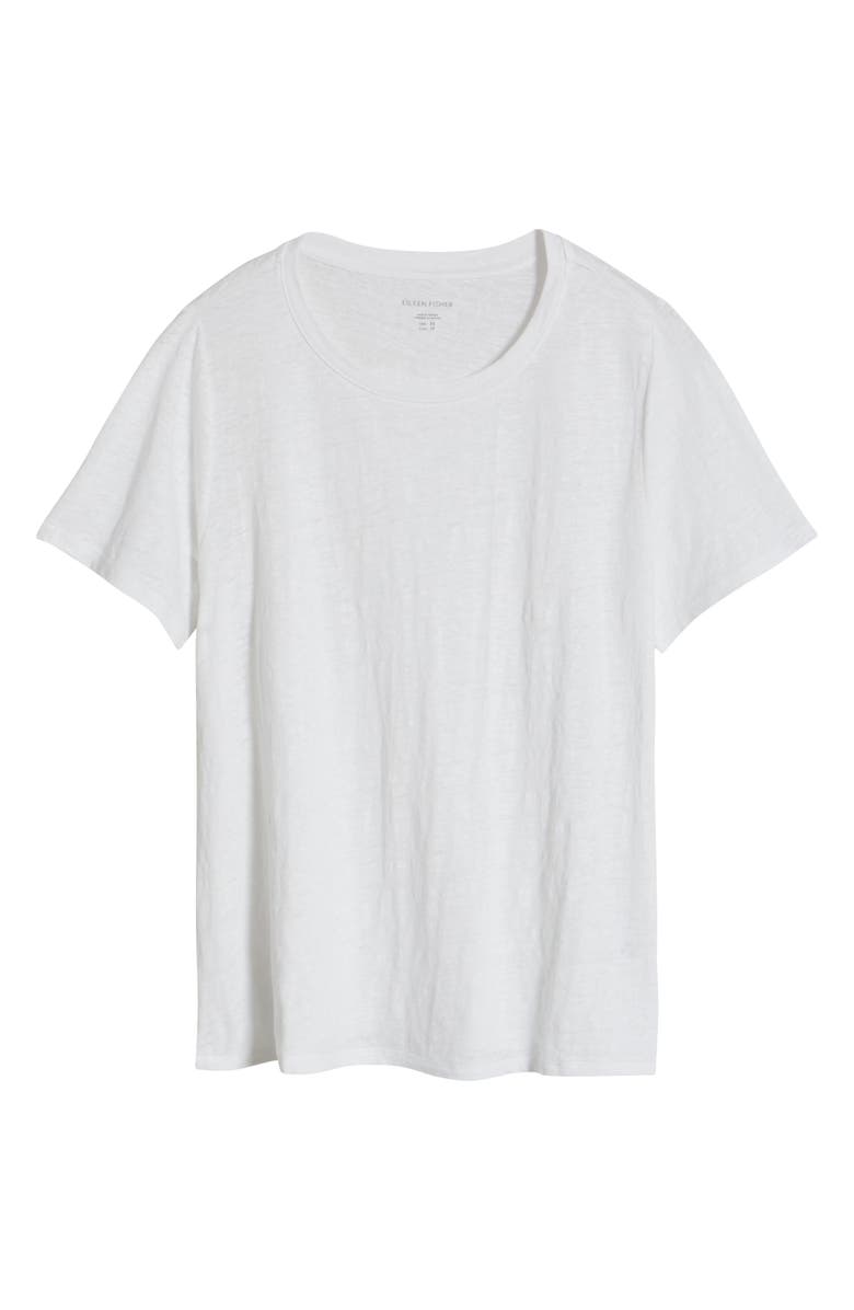 Eileen Fisher Crewneck Organic Linen T-Shirt, Alternate, color, White