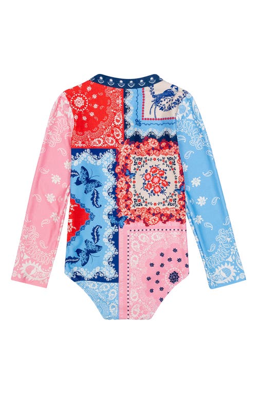 AGUA BENDITA AGUA BENDITA KIDS' ALAYA ATMA LONG SLEEVE ONE-PIECE RASHGUARD SWIMSUIT