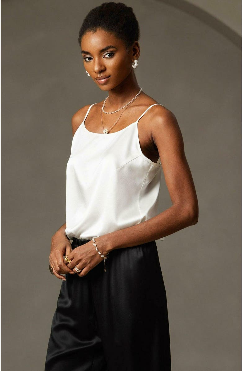 SILKSILKY 19Momme Silk Elegant Spaghetti Strap Camisole Top, Alternate, color, 