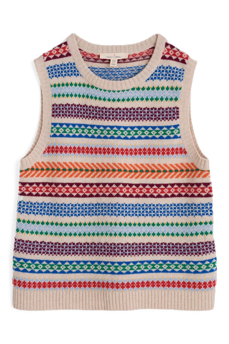 Percella Cove Fair Isle Merino Wool Blend Sweater Vest, Alternate, color, KNIT ABSTRACTION MULTI