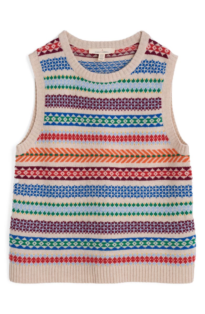Seasalt Cornwall Percella Cove Fair Isle Merino Wool Blend Sweater Vest, Alternate, color, Knit Abstraction Multi