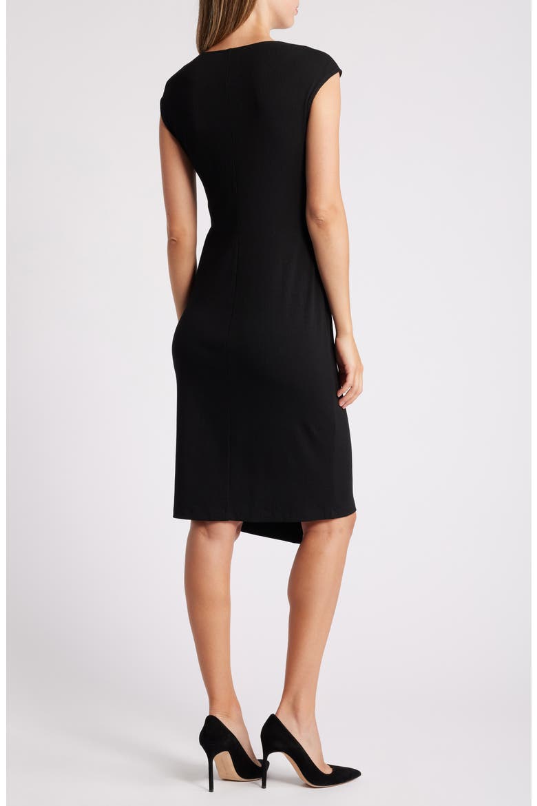 Twist Front Cap Sleeve Dress, Alternate, color, ANNE BLACK