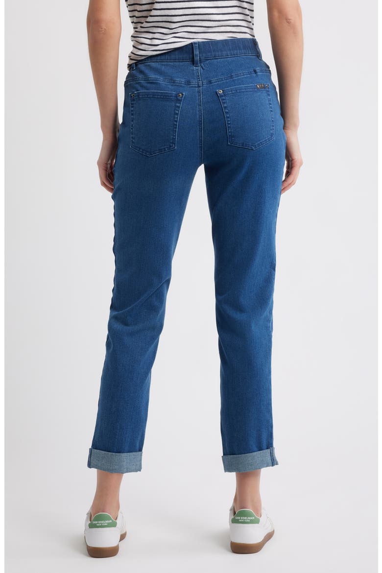 High Waist Cuffed Straight Leg Denim Leggings, Alternate, color, MEDIUM WASH
